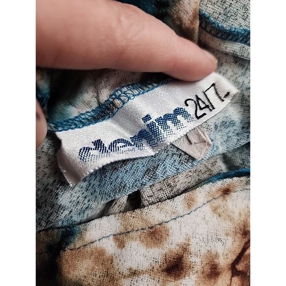 Denim 24/7 Women's XL Tunic Sheer Top Satrburst Tie Die Earth Tones Hippy Girl - Picture 2 of 13